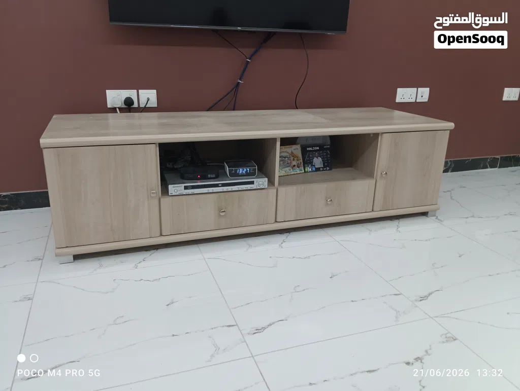 Good condition. Malaysian solid wood TV stand. with two drawers plus two side doors cabinet.