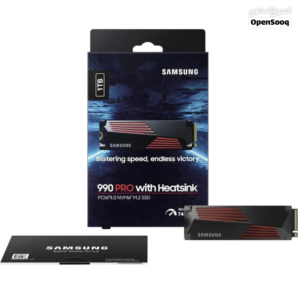 قرص صلب داخلي سامسونج 990 برو بسعة 1 تيرابايت مع مشتت حراري PCIe 4.0 M.2