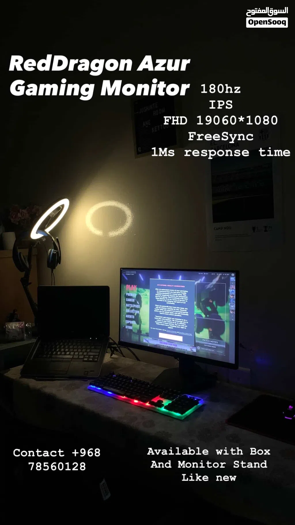 RedDragon Azur Gaming Monitor 180hz with Box