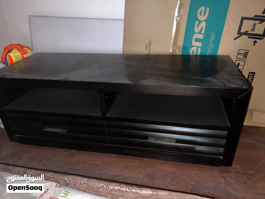 Black TV Stand TV cabinet Floor lamp Floor table