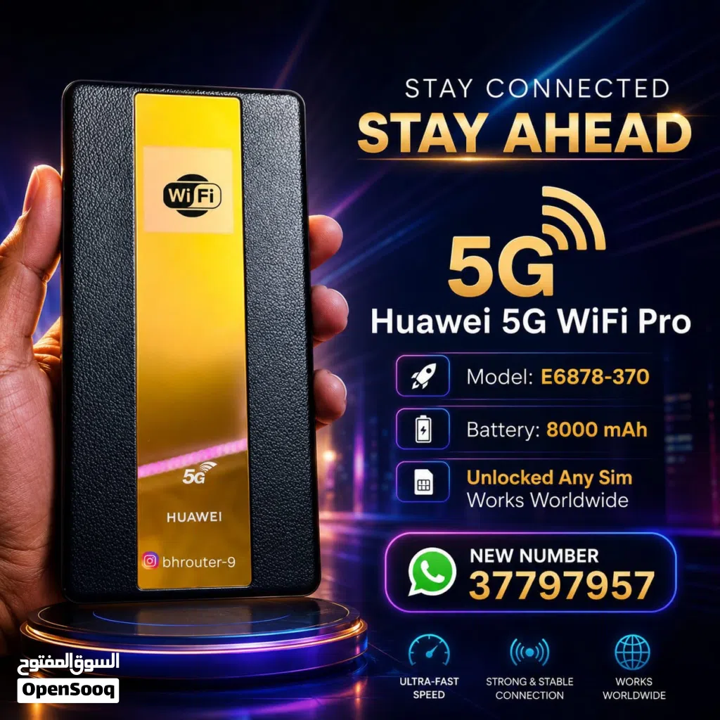 Huawei 5G Mobile WiFi Pro E6878-370 Battery: 8000mAh unlocked Any Sim card Support