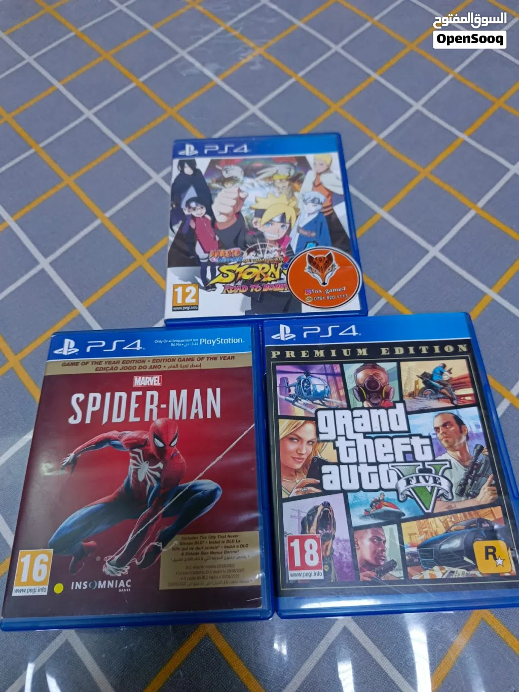 لعبة spider-man و لعبة naruto storm وية الdlc و gta 5 مستعمل قليل جداََ