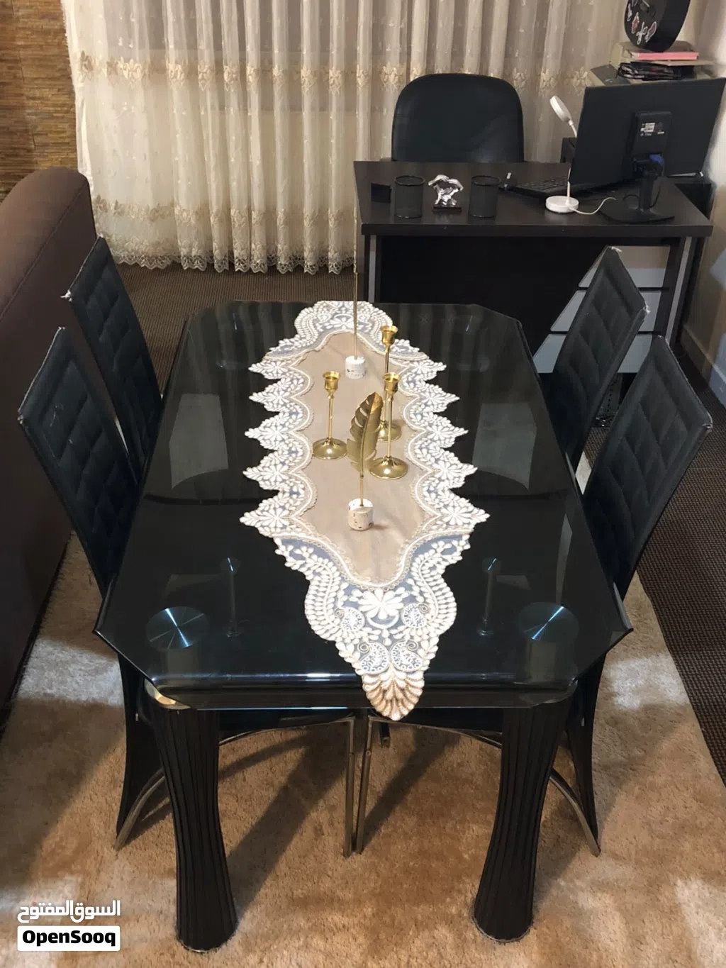 طاولة سفرة زجاج 4 كراسي