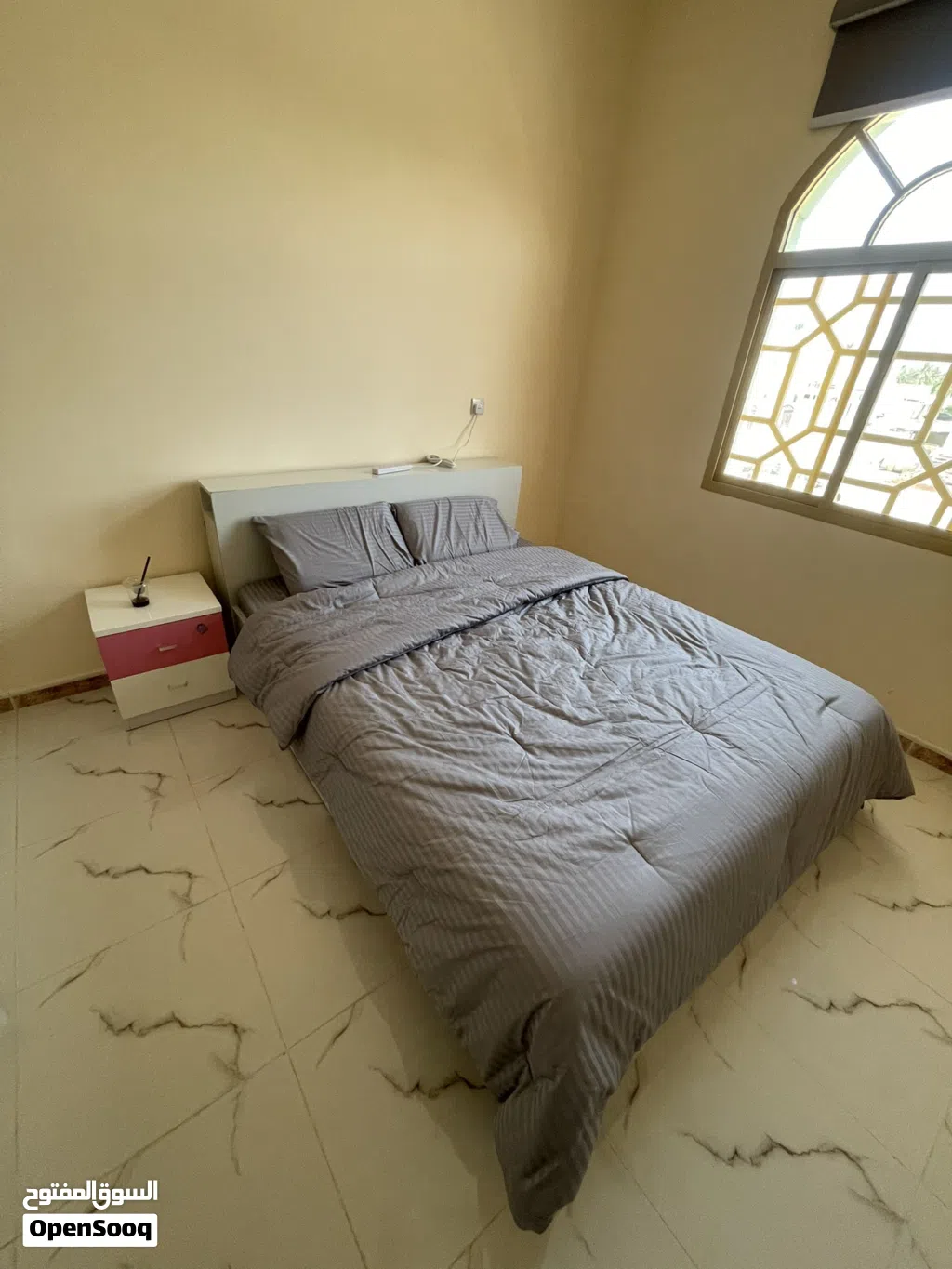 Bedroom furniture (bed, dresser, cloth hanger)