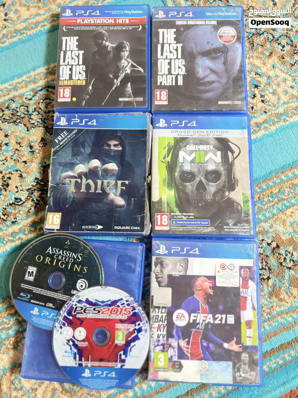 The last of us 1 The last of us 2 Call of duty Modren Warfare 2 FIFA21 ASSASSIN CREED ORIGINS