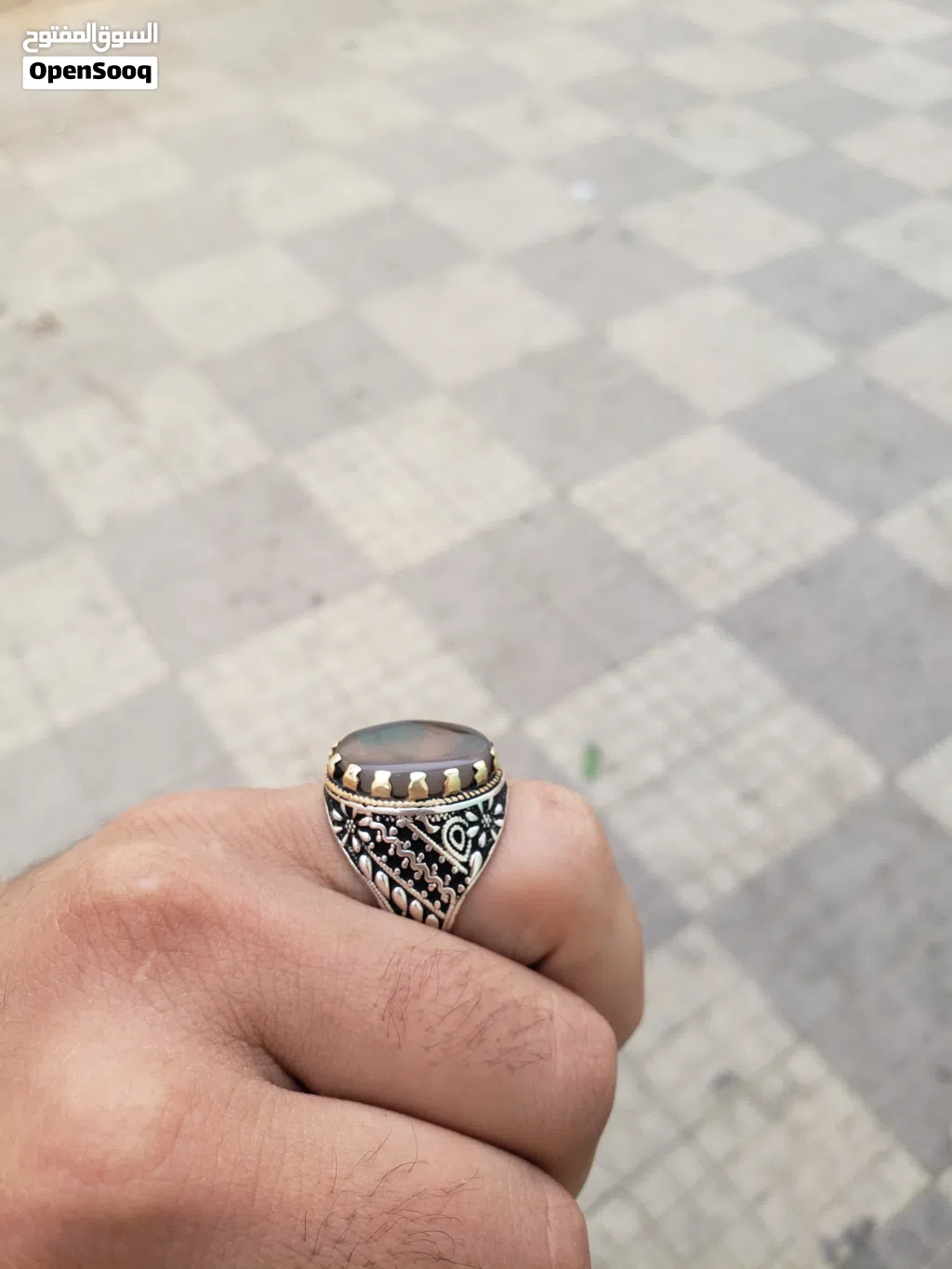 خاتم فضه وعقيق يمني السعر عرطهههه