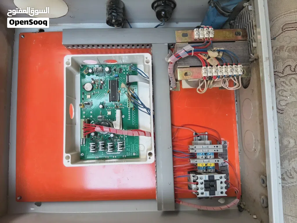 Chicken shocker electrical panel in industrial slaughterhouse machine
