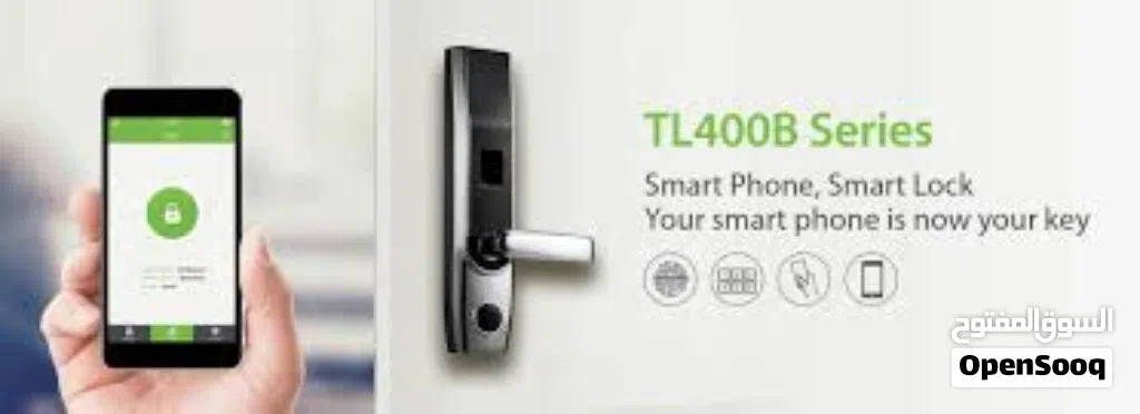 "قفل ذكي ZKTeco TL400B – أمان عالي، فتح ببصمة الإصبع أو الهاتف، تصميم عصري يناسب جميع الأبواب"