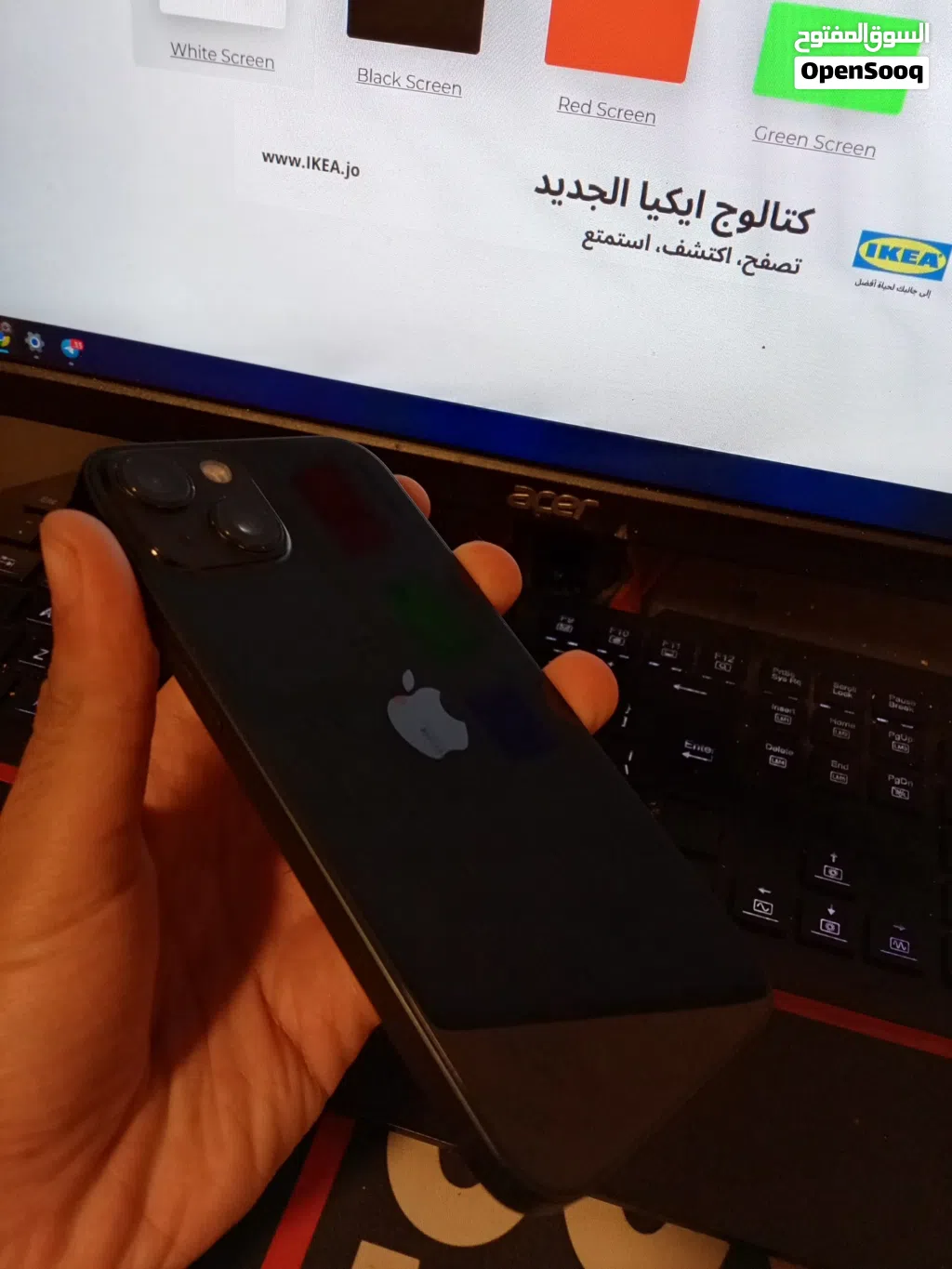 ايفون 13 مستعمل بحالة الوكالة، مش مغيرة ولا قطعة وارد شرق اوسط