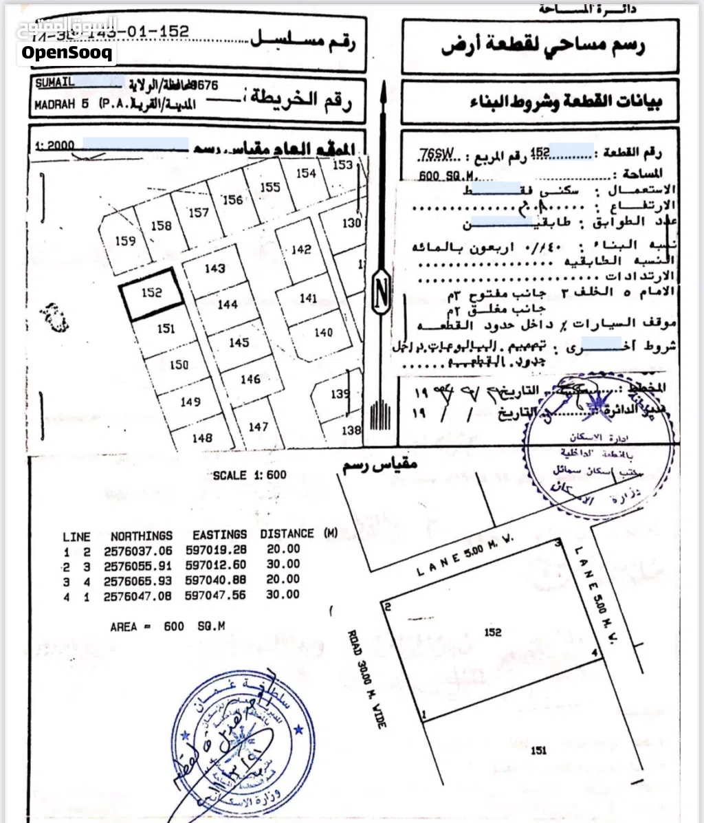 ارض للبيع في سمائل في المدرة