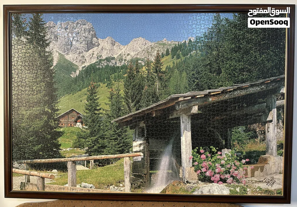 لوحة فنية مع إطار خشب لطاحونة المياه التاريخية "ناثان" بالولايات المتحدة، 3000 قطعة Puzzle portrait.