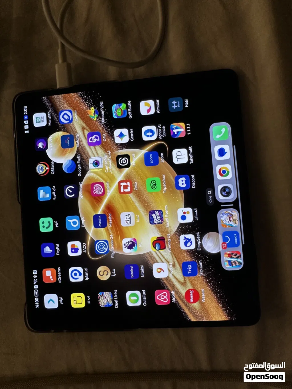 HONOR Magic V3 ram12 512 giga استعمال خفيفةمع كفر وكامل اغراضها HONOR Magic V3 ram12 512 giga استع