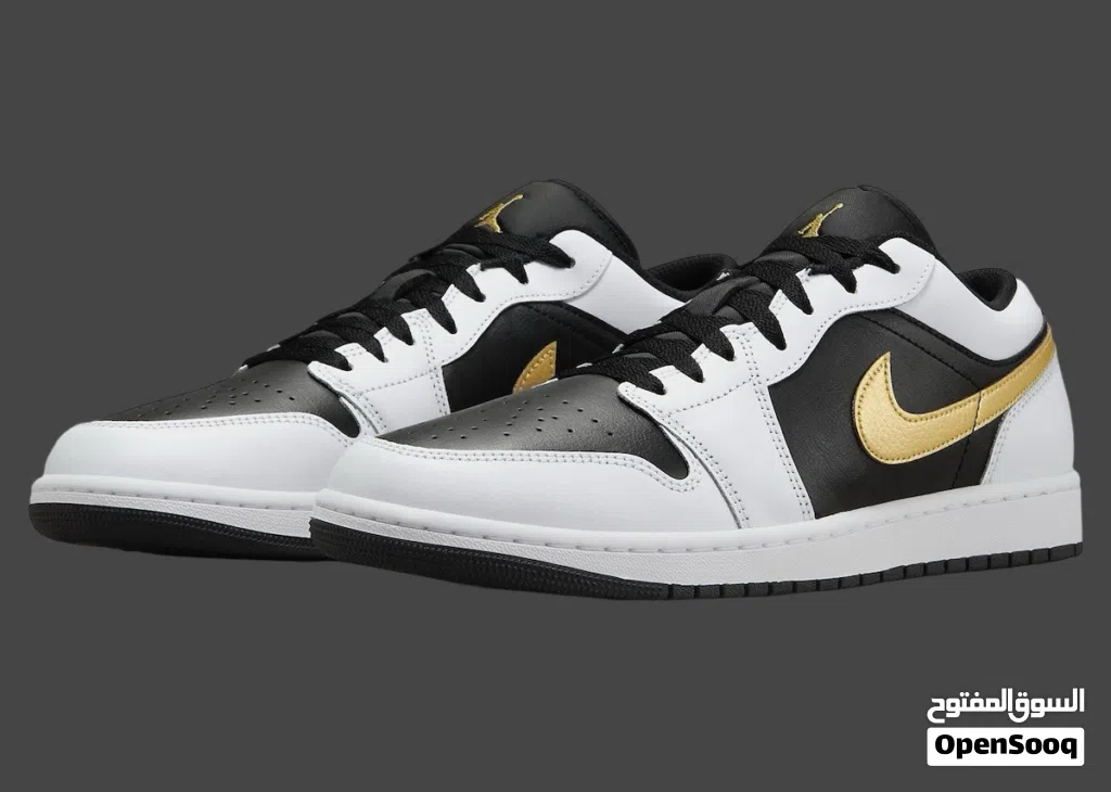 Nike Air Jordan 1 Low White Black Metallic Gold Swoosh (With box)