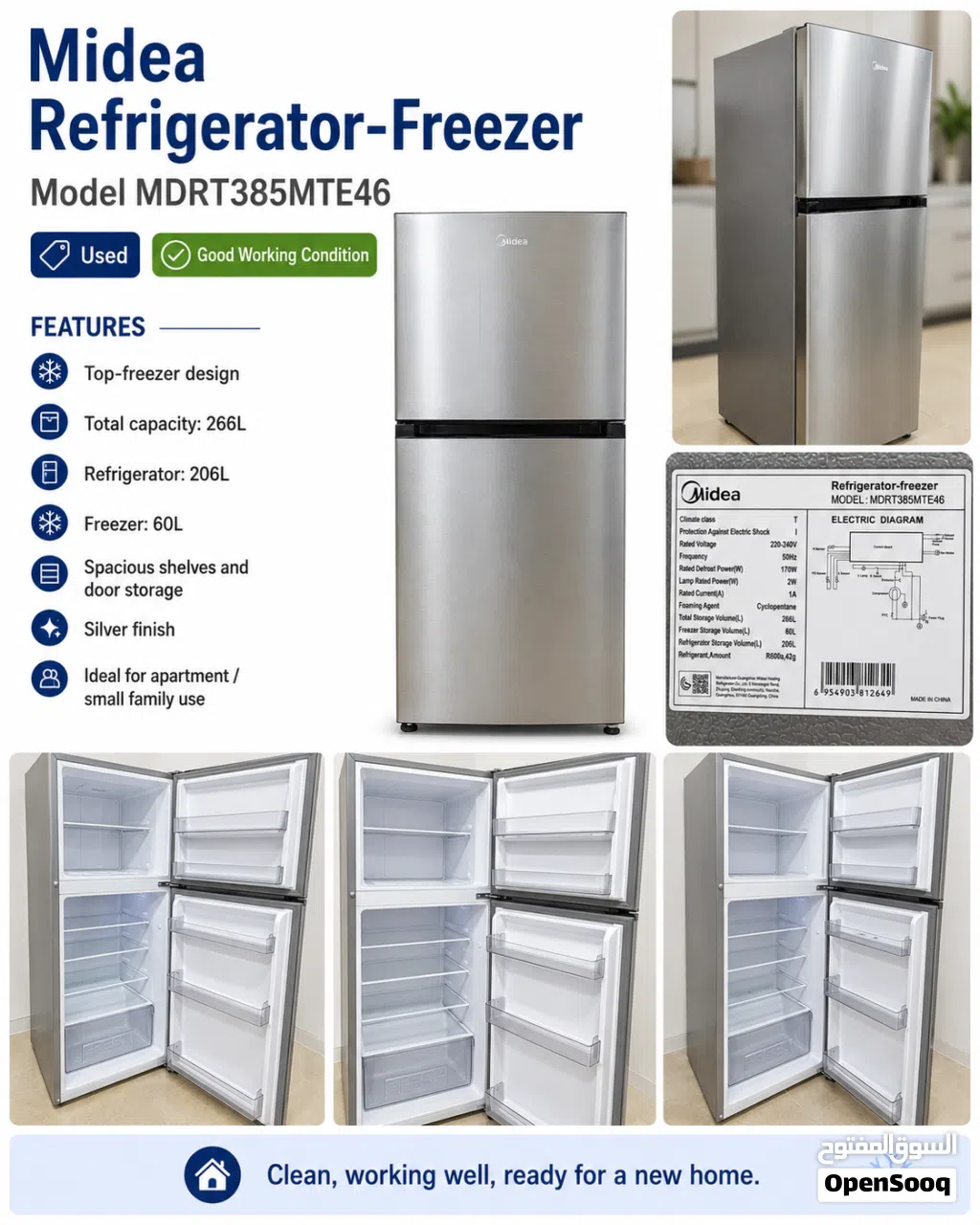 Midea Refrigerator-Freezer for Sale Model: MDRT385MTE46