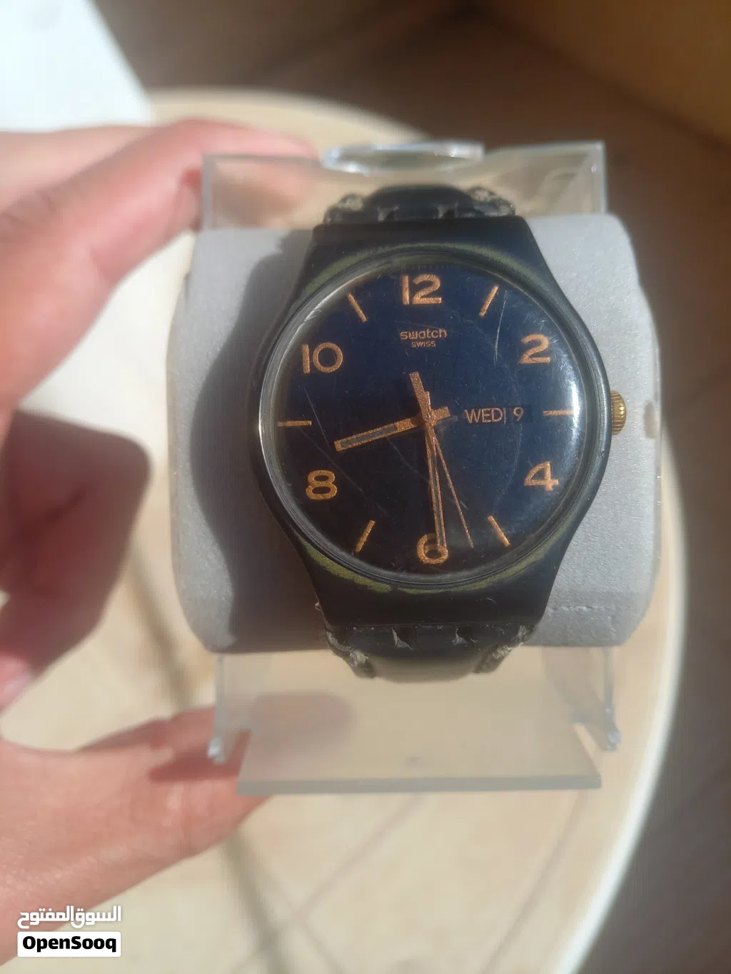 ساعه سواتش بسعر (SWATCH ( 45 كستك جلد طبيعي