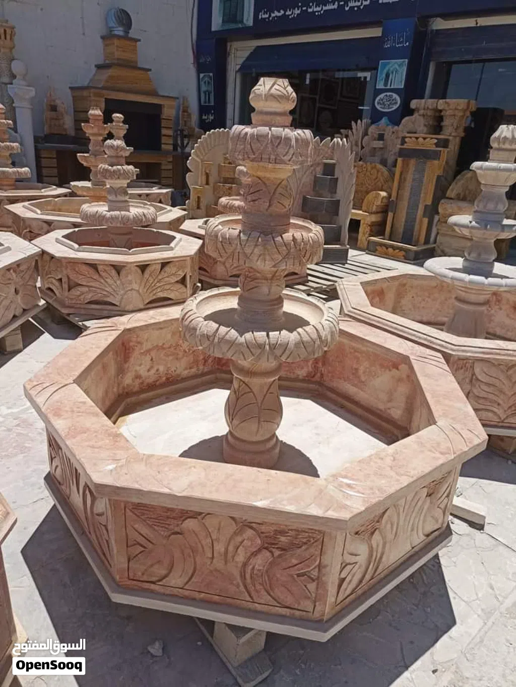 ديكورات حجر نوافير شلالات مغاسل فير بليس باربكيو ديكورات شبابيك ومداخل دربزينات ومشربيات اعمده