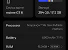ريلمي ‏GT نيو 6 ‏512 جيجابايت ‏تركواز
