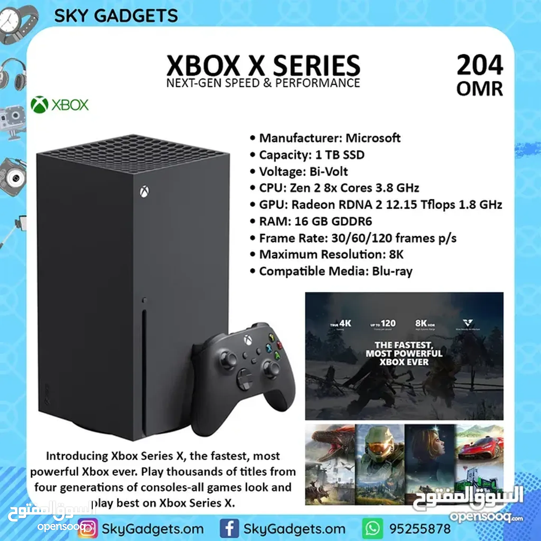  X Box Console 2022 Newest X-Box Series X 1TB SSD Video Gaming  Console with One Wireless Controller, 16GB GDDR6 RAM, 8X Cores Zen 2 CPU,  RDNA 2 G : Video Games