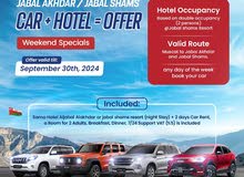 CAR + HOTEL = OFFER : Weekend Specials