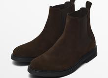 massimo dutti original brown suede men boots used size 43  شوز ماسيمو اصلي