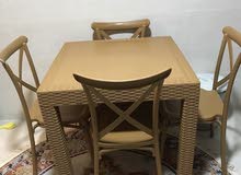 طاولة سفرة رتان + 4 كراسي فاخرة