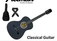 جيتار كلاسيك Freeman جديد لون اسود مع شنطة وحزام هدية Classical Guitar