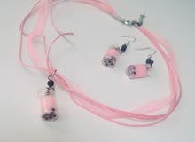 Bubble tea necklace earrings