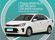Kia Pegas 2022 GLS for rent in Dammam - Free delivery monthly rental