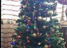 christmas tree with light and all decoration -length (180cm)-very good condition