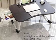 طاوله مكتبية خشب 5×1, إضاءه ، 4 منافذ USB للشحن، مروحة تهوية،  ،مكان وضع الكو