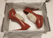 Charles & Keith Red High Heels  حذاء كعب عالي احمر من تشارلز آند كيث