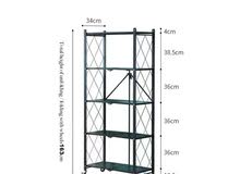 رف متحرك متعدد الطبقات خمس ارفوف مصنوع من الحديد المقاوم للصدأ يتحمل حتى وزن 30 كغ مزود بعجلات دوارة