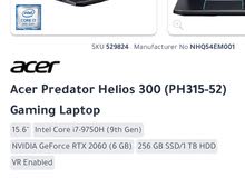 لابتوب العاب Acer Predator Helios 300  استعمال نظيف مع قاعدة مراوح ، بس سي العاب