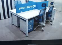 Workstations Spanish MDF wood including drawer units + a set of medical mesh chairs
