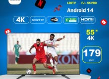 شاشه 55 انش فوجي 4K smart  اندرويد 14 مع قاعده ارضيه وجداريه تتوفر لدينا خدمه التوصيل