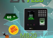 أحدث ساعات الدوام ببصمة الوجه ZKTeco MB20 جهاز بصمة زد كي تي