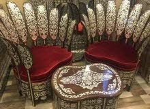 2 كرسي وطاولة شرقيات-صدف-خشب 2 كرسي وطاولة شرقيات-صدف-خشب