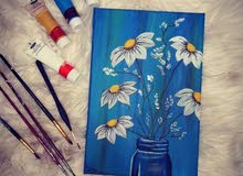 لوحة مزهرية زهور زرقاء