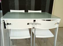 4 seater Ikea glass top dining table for sale 30KD