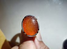 خاتم عقيق يماني برتقالي