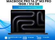 Macbook pRO 14.2" M3 pro 18GB / 512 Gb/ماك بوك برو 14.2" M3Pro