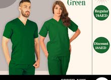 Green Scrub suit IN UAE  half sleeve v neck