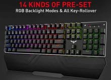 Wired Mechanical Gaming Keyboard Blue Switches RGB Backlit 104 Keys with Removable Wrist Rest Ergon