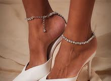 Shoes pump sandal /White Wedding high heel Jimmy Choo design  حذاء ينفع للعرايس ابيض مع كريستال