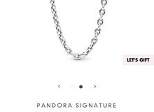 PANDORA SIGNATURE  PANDORA LOGO SILVER SAFETY CHAIN WITH CLEAR CUBIC ZIRCONIA AND SILICONE