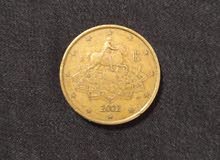 The rare 50 euro cent Italian coin of 2002