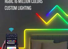 RGBIC LED مصباح حائط ذكي مزود بتقنية Bluetooth/Wi-Fi مع إمكانية التحكم في الموسيقى وتوقيت DIY ضوء لي