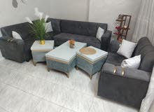 طقم كنب كورنر 9مقاعد تفصيل بحاله الجديد استخدام شهر فقط