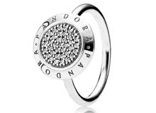 SIZE 52 PANDORA Jewelry Logo Cubic Zirconia Ring in Sterling Silver 925