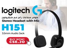 Logitech H151 Stereo Headset w/ Mic 3.5mm Audio Jack سماعات راس سماعة لوجيتك